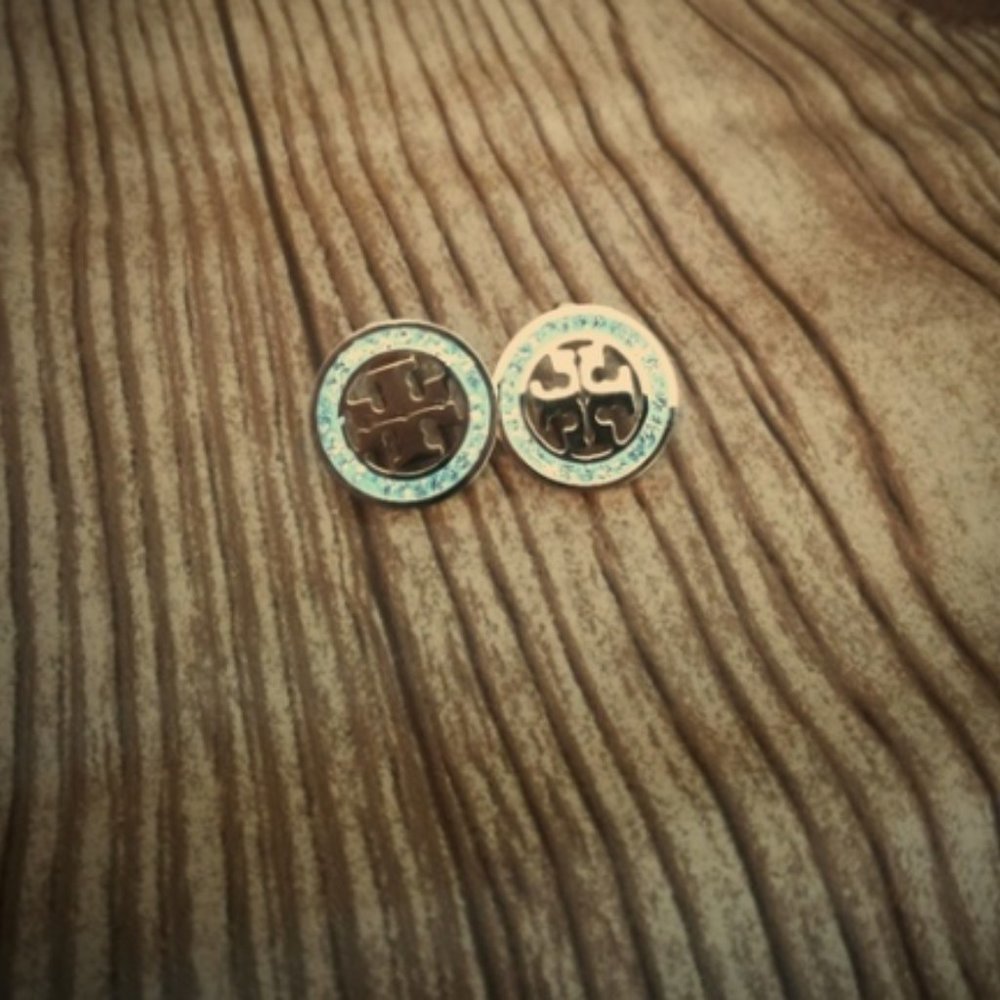 Tory Burch Round Crystal Stud Earrings